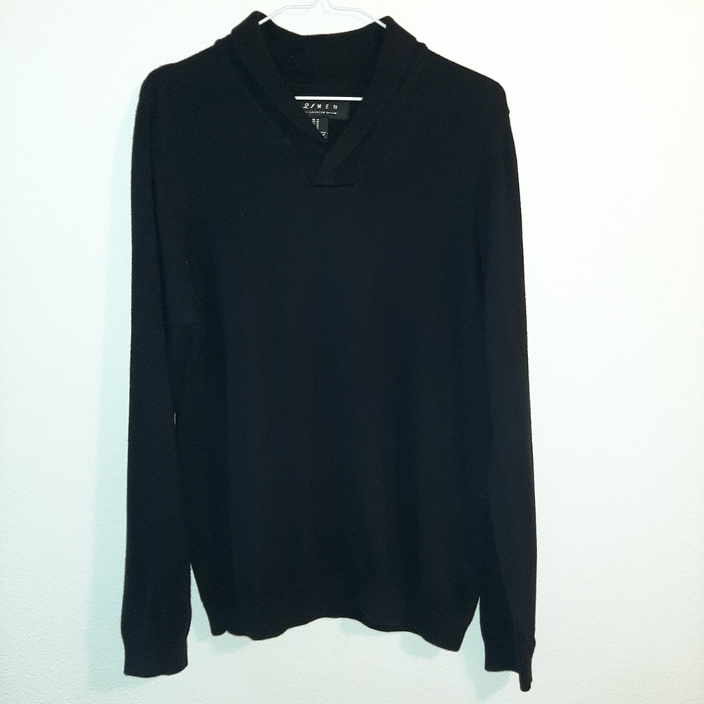 Black 21men VNeck Sweater Collar Sz Med